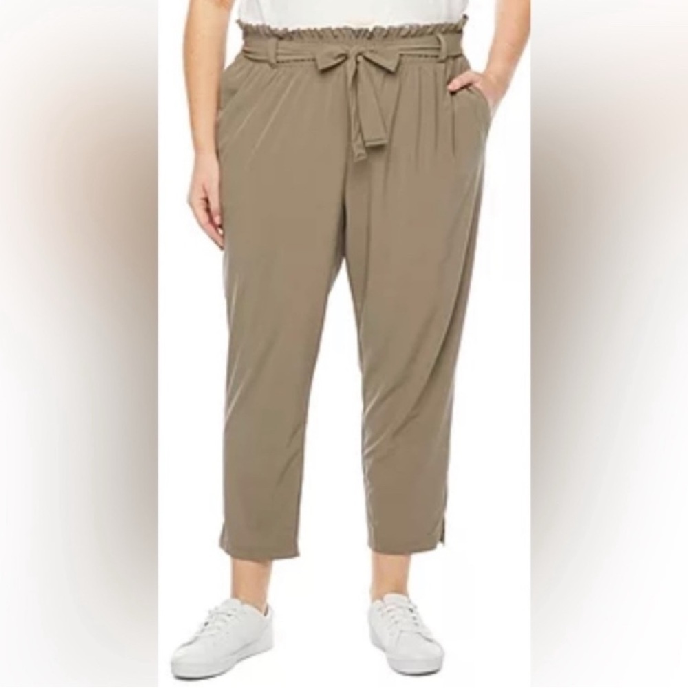 Paper Bag Waist Olive Green Pants
